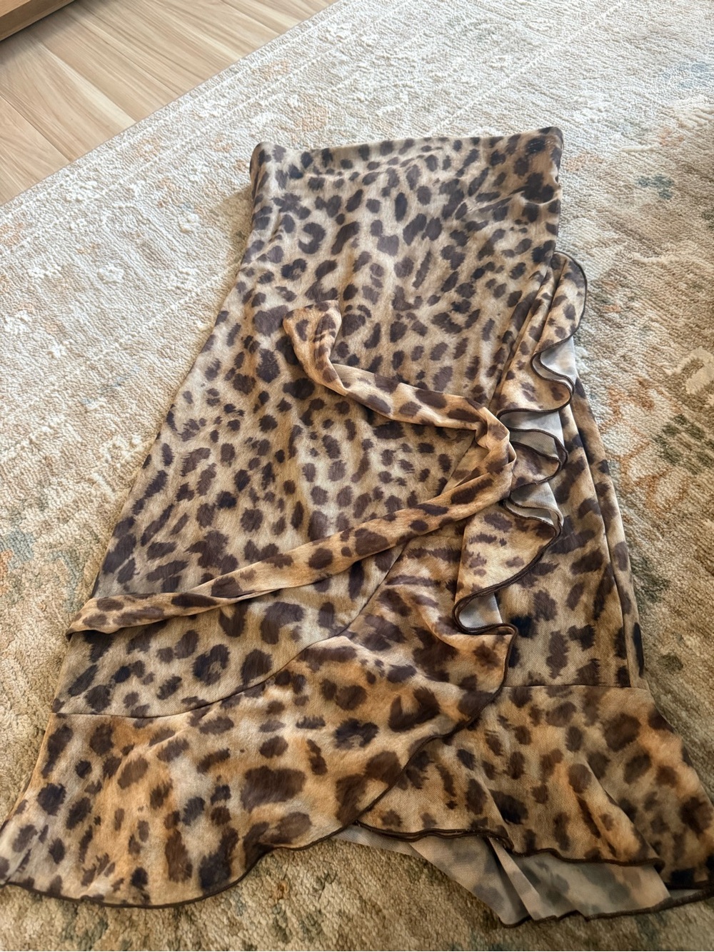 ZARA Leopard Print Ruffle Dress- Brown and Black